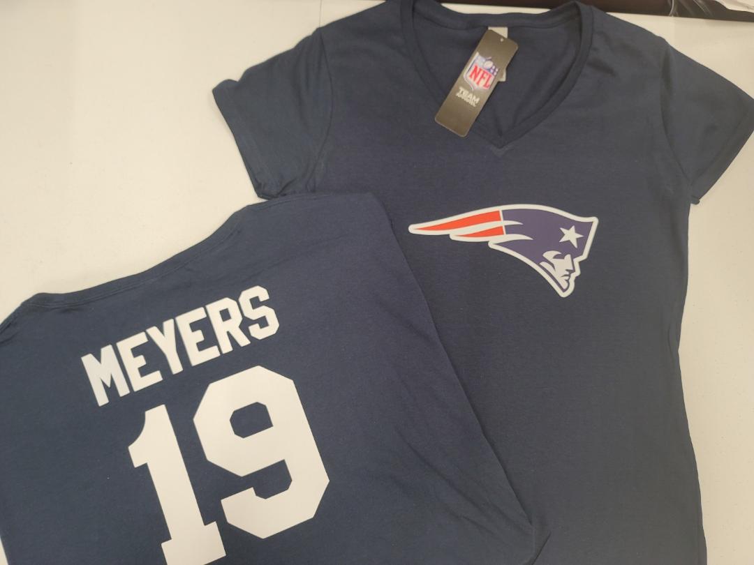NFL Team Apparel Womens New England Patriots JAKOBI MEYERS V-Neck Football Shirt NAVY