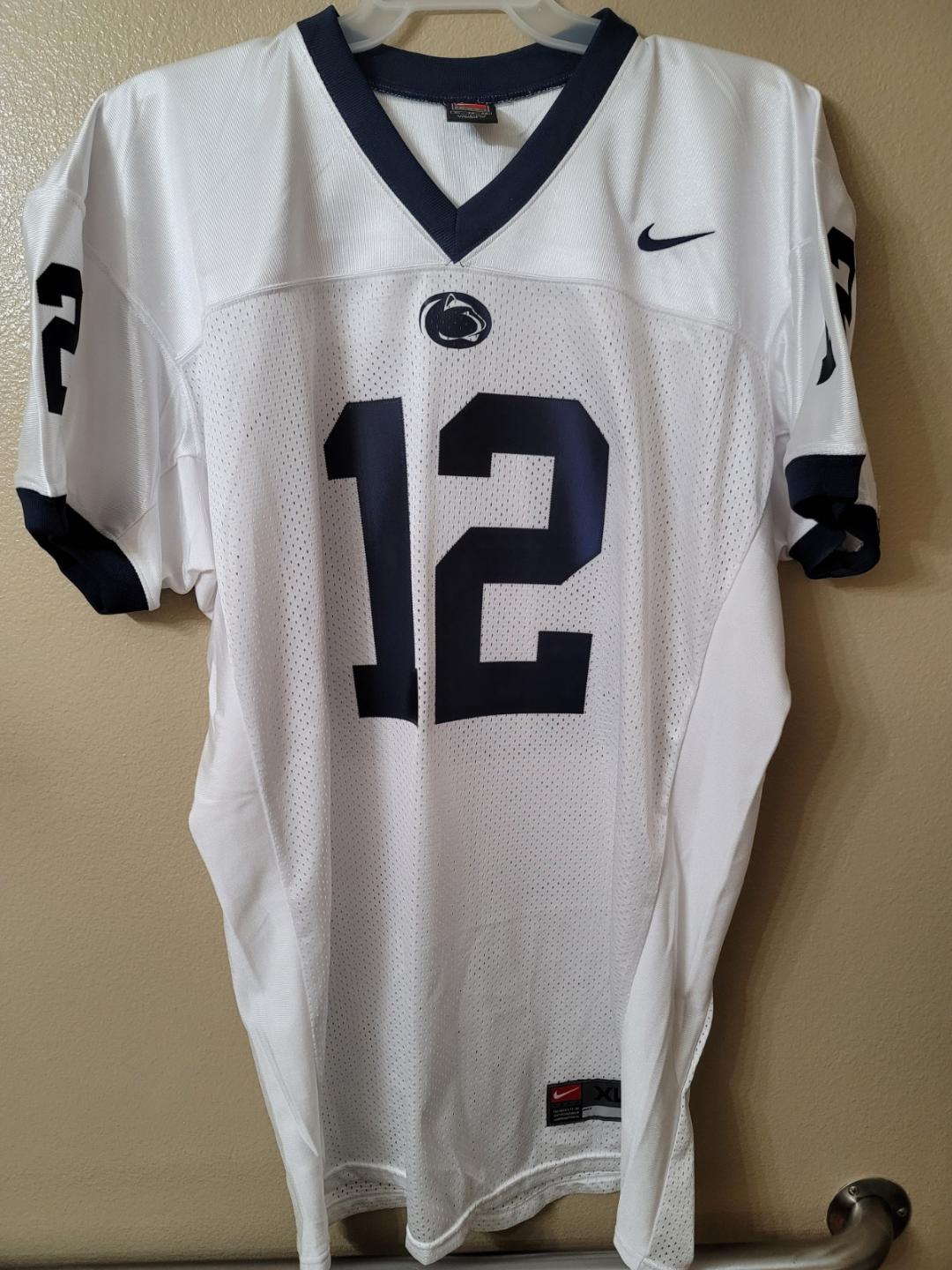 Mens Nike NCAA PENN STATE NITTANY LIONS PSU #12 AUTHENTIC Game JERSEY WHITE