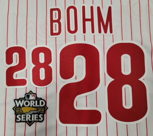 PHILADELPHIA PHILLIES Authentic ALEC BOHM 2022 World Series Number KIT + PATCH For Jersey