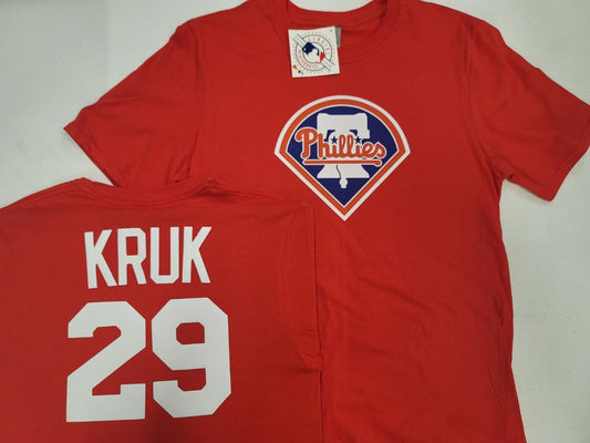 BOYS YOUTH MLB Team Apparel Philadelphia Phillies JOHN KRUK Baseball Jersey Shirt RED