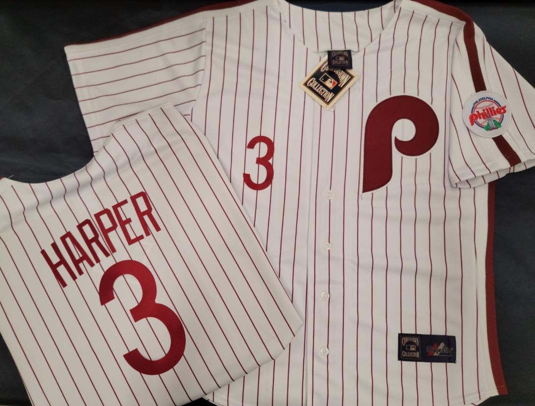 Cooperstown Collection Philadelphia Phillies BRYCE HARPER Sewn THROWBACK Baseball Jersey