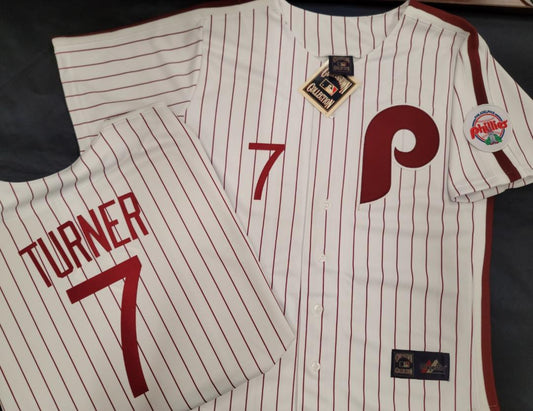 Cooperstown Collection Philadelphia Phillies TREA TURNER Sewn THROWBACK Baseball Jersey