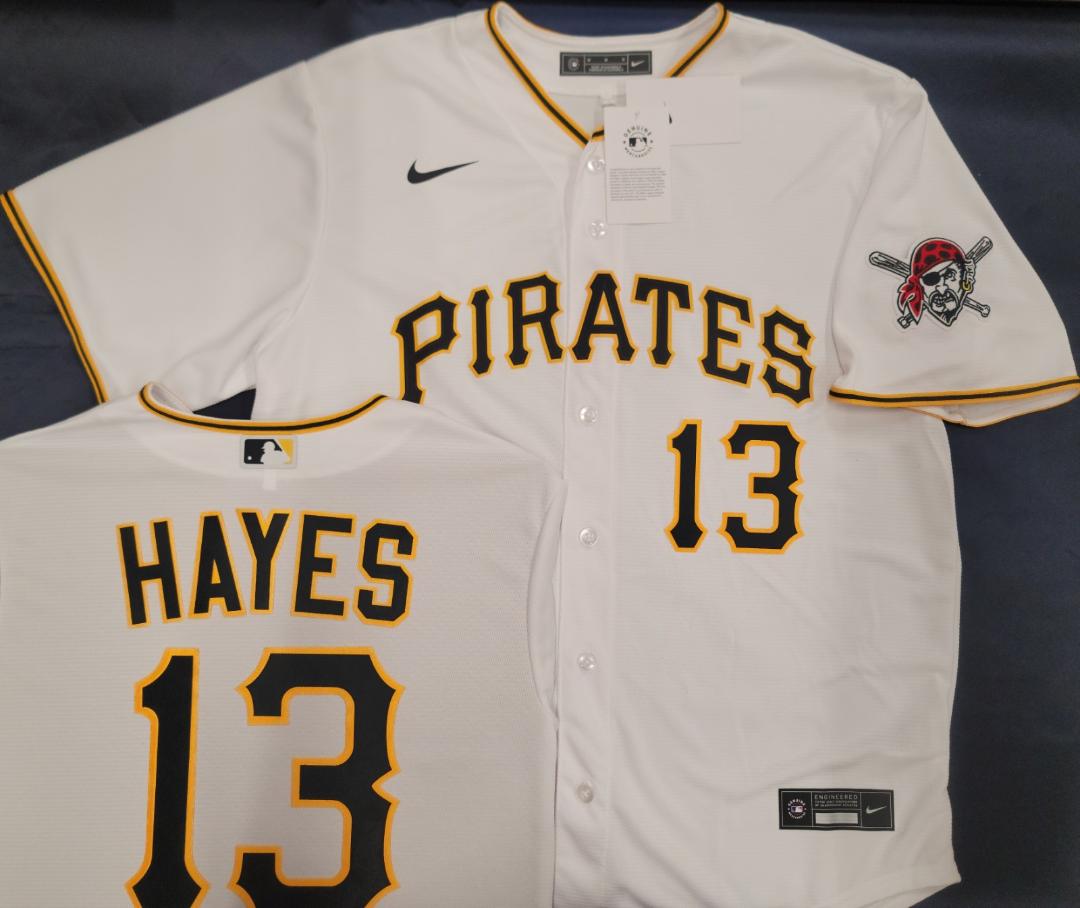Nike Pittsburgh Pirates KE'BRYAN HAYES Sewn Baseball Jersey WHITE