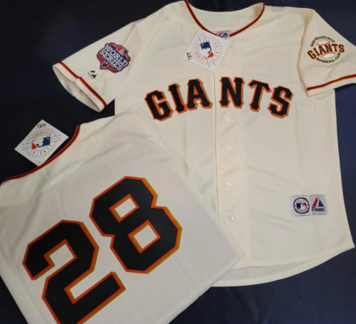 Majestic San Francisco Giants BUSTER POSEY 2012 World Series Sewn Baseball Jersey CREAM