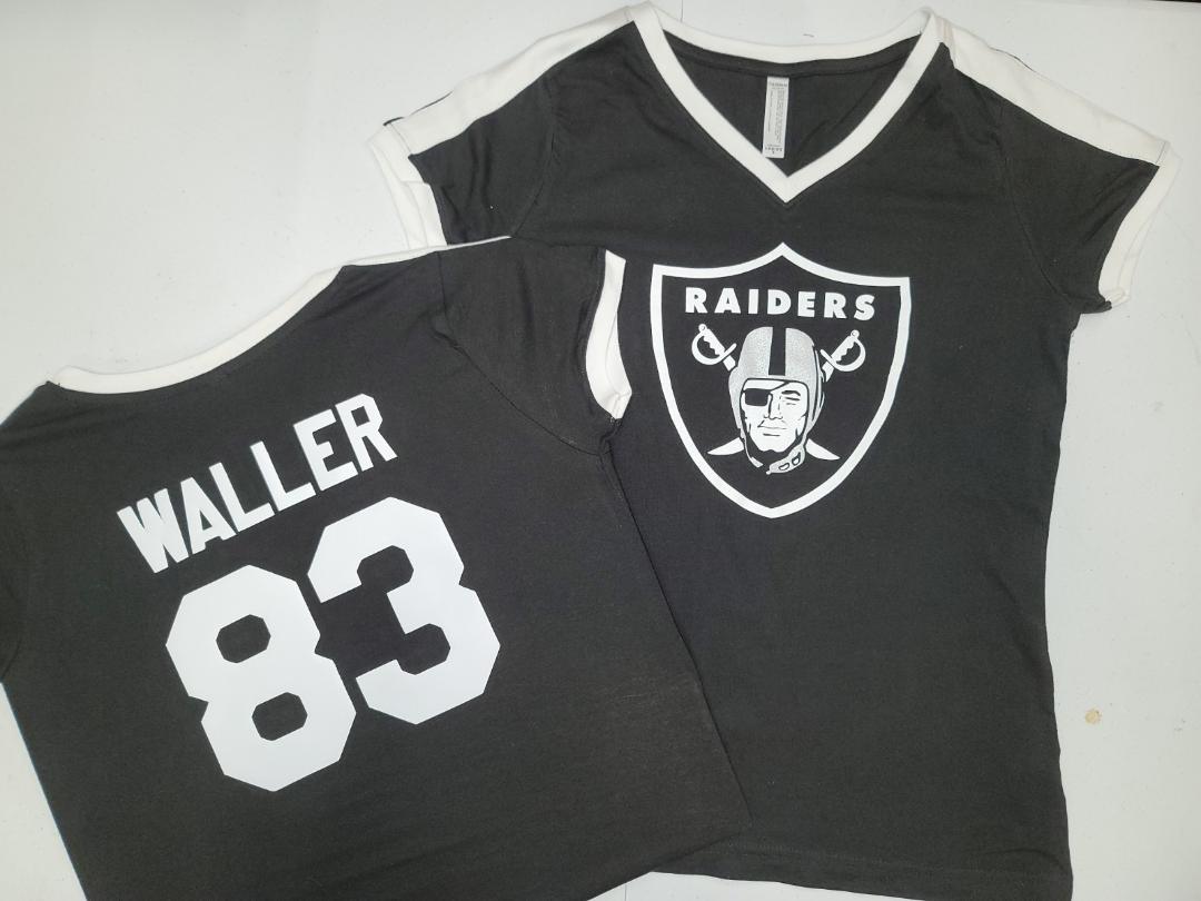 WOMENS Las Vegas Raiders DARREN WALLER V-Neck Ringer Shirt Black