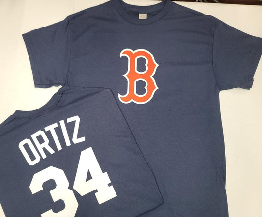 Mens MLB Team Apparel Boston Red Sox DAVID ORTIZ Baseball Shirt NAVY