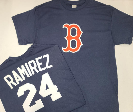 Mens MLB Team Apparel Boston Red Sox MANNY RAMIREZ Baseball Shirt NAVY