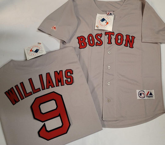 Mens Majestic Boston Red Sox TED WILLIAMS Baseball Jersey GRAY