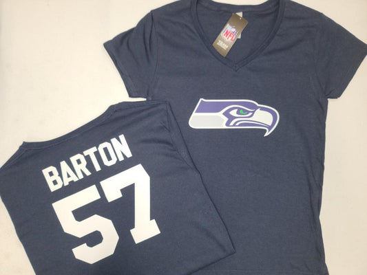 NFL Team Apparel Womens Seattle Seahawks CODY BARTON V-Neck Football Shirt NAVY