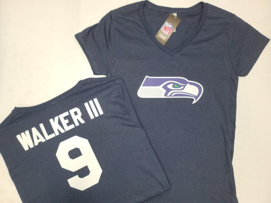 NFL Team Apparel Womens Seattle Seahawks KENNETH WALKER III V-Neck Football Shirt NAVY