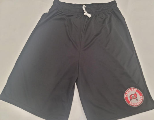 Mens NFL TAMPA BAY BUCCANEERS Moisture Wick Dri Fit SHORTS Embroidered Logo BLACK