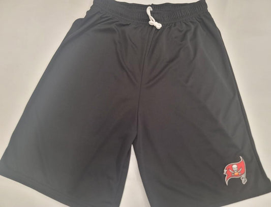 Mens NFL TAMPA BAY BUCCANEERS Moisture Wick Dri Fit SHORTS Embroidered Logo W/POCKETS BLACK