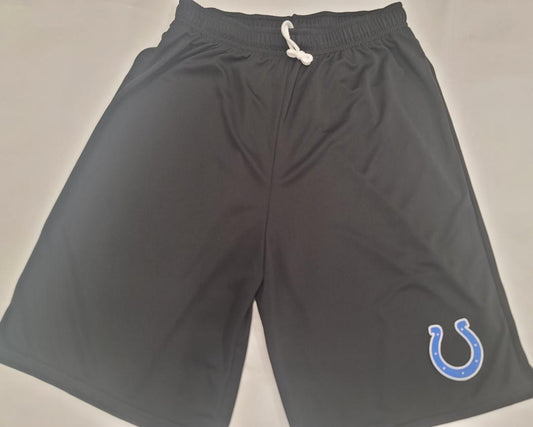 Mens NFL INDIANAPOLIS COLTS Moisture Wick Dri Fit SHORTS Embroidered Logo BLACK