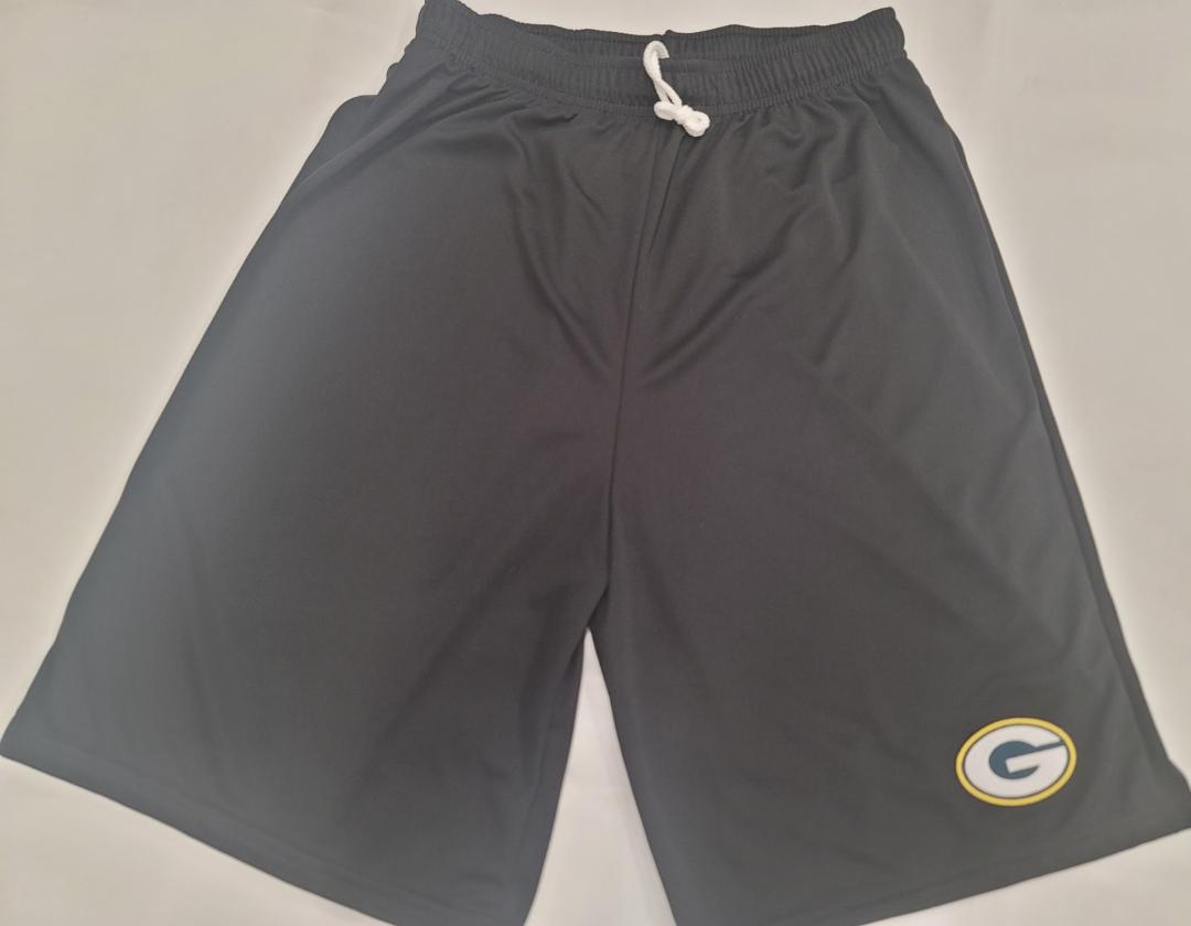 Mens NFL GREEN BAY PACKERS Moisture Wick Dri Fit SHORTS Embroidered Logo BLACK