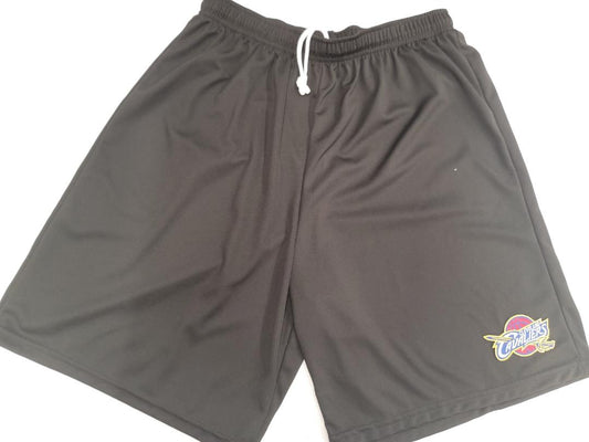 Mens NBA CLEVELAND CAVALIERS Moisture Wick Dri Fit SHORTS Embroidered Logo BLACK