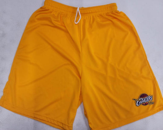 Mens NBA CLEVELAND CAVALIERS Moisture Wick Dri Fit SHORTS Embroidered Logo GOLD