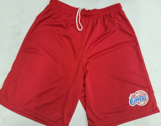 Mens NBA Team Apparel LOS ANGELES CLIPPERS Moisture Wick Dri Fit SHORTS W/POCKETS Embroidered Logo RED