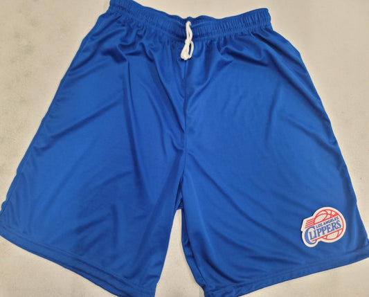 Mens NBA LOS ANGELES CLIPPERS Moisture Wick Dri Fit SHORTS Embroidered Logo ROYAL