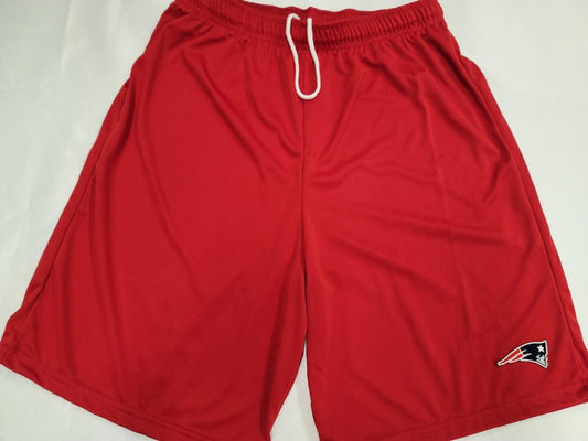 Mens NFL NEW ENGLAND PATRIOTS Moisture Wick Dri Fit SHORTS Embroidered Logo RED