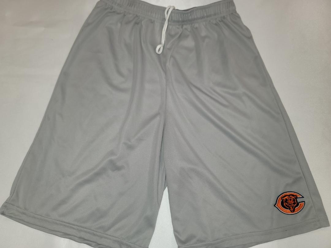 Mens NFL Team Apparel CHICAGO BEARS Moisture Wick Dri Fit SHORTS Embroidered Logo SILVER