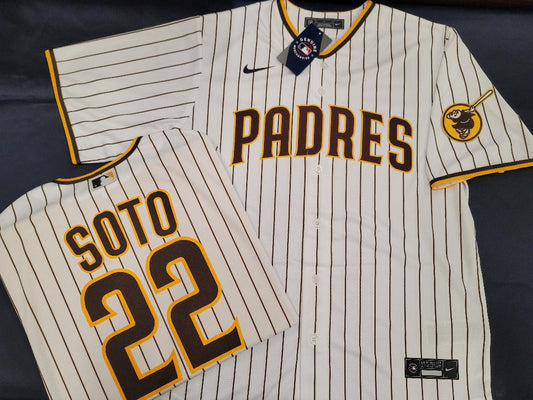 Mens NIKE Team Apparel San Diego Padres JUAN SOTO Baseball Jersey WHITE P/S