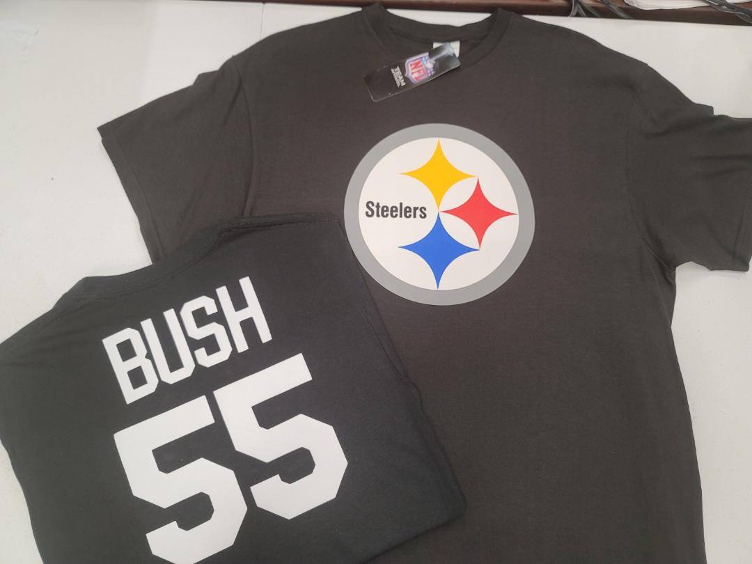 Mens NFL Team Apparel Pittsburgh Steelers DEVIN BUSH Football Shirt BLACK