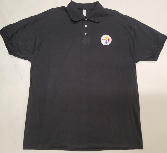 NFL Team Apparel PITTSBURGH STEELERS Football Polo Golf Shirt BLACK
