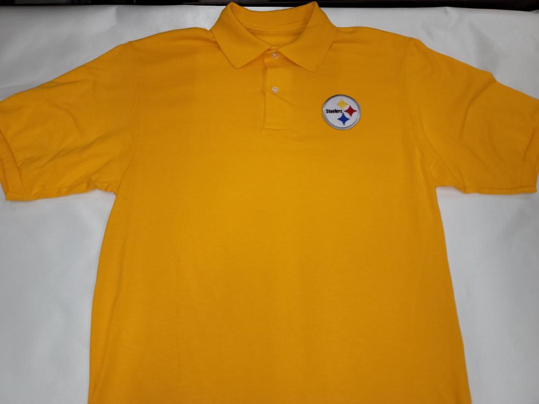 NFL Team Apparel PITTSBURGH STEELERS Football Polo Golf Shirt GOLD
