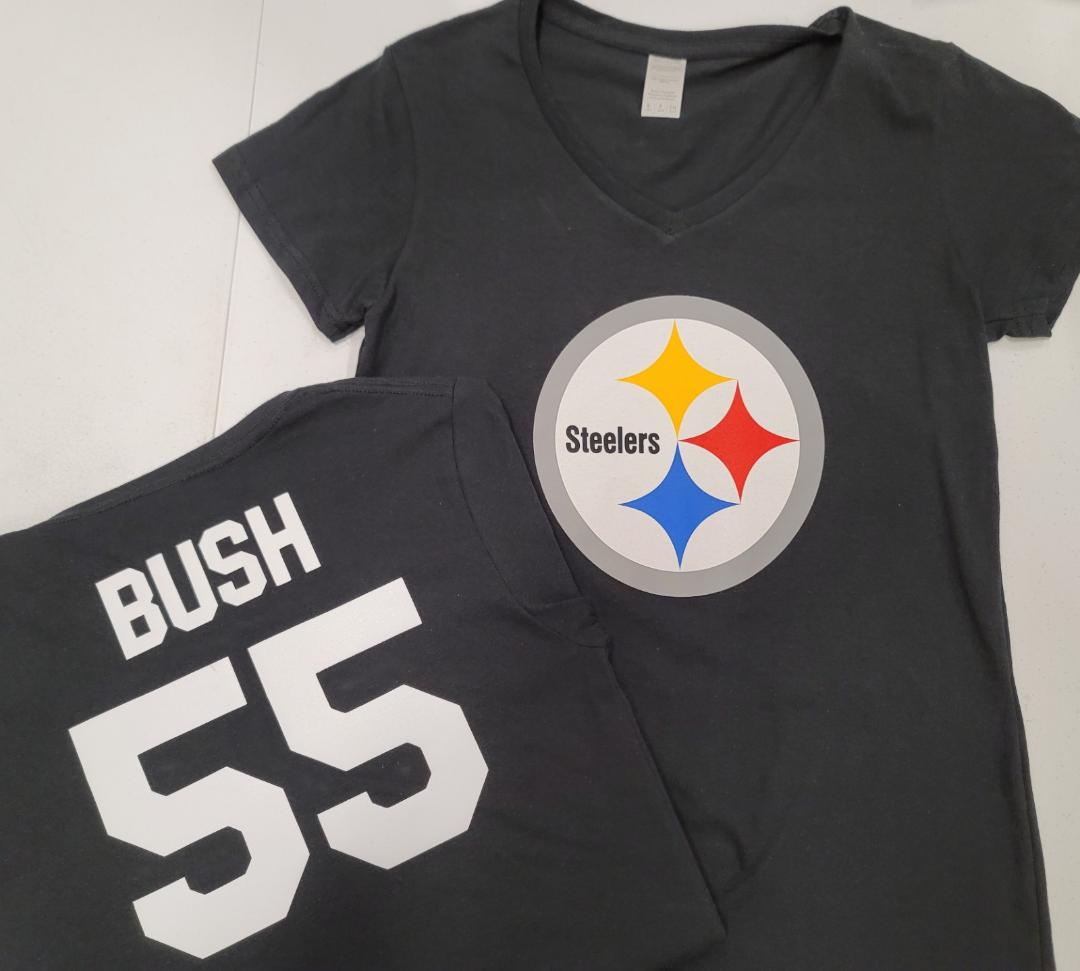 NFL Team Apparel Womens Pittsburgh Steelers DEVIN BUSH V-Neck Football Shirt BLACK