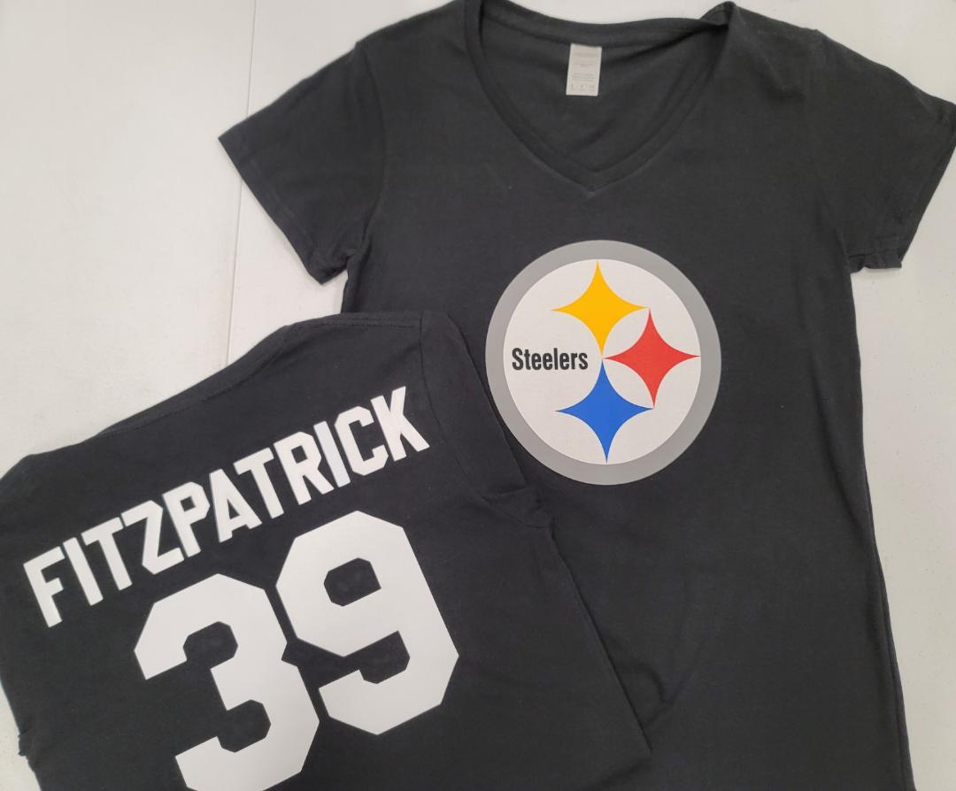 NFL Team Apparel Womens Pittsburgh Steelers MINKAH FITZPATRICK V-Neck Football Shirt BLACK