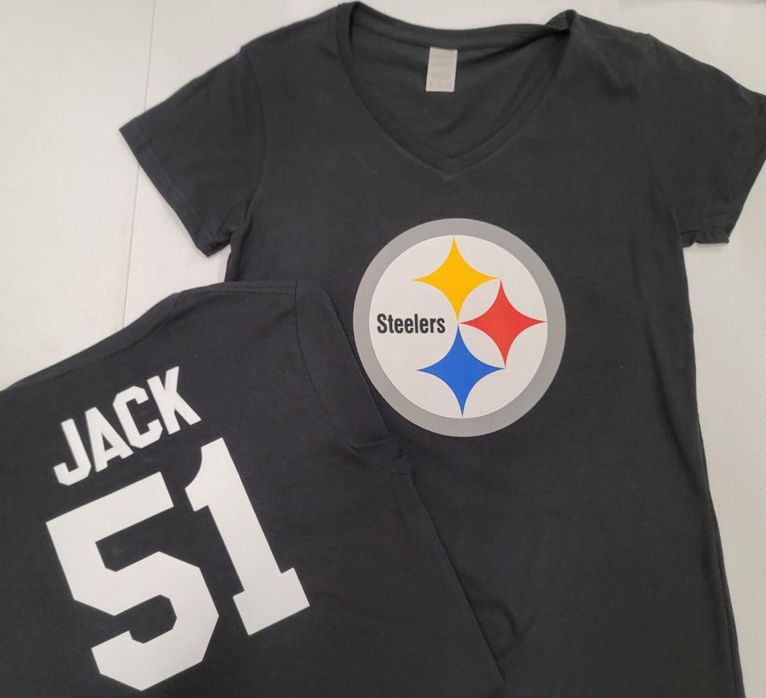 NFL Team Apparel Womens Pittsburgh Steelers MYLES JACK V-Neck Football Shirt BLACK