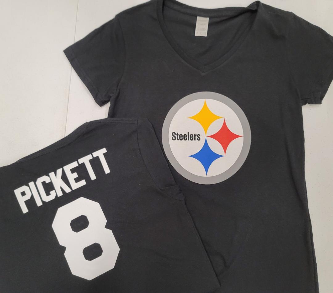 NFL Team Apparel Womens Pittsburgh Steelers KENNY PICKETT V-Neck Football Shirt BLACK