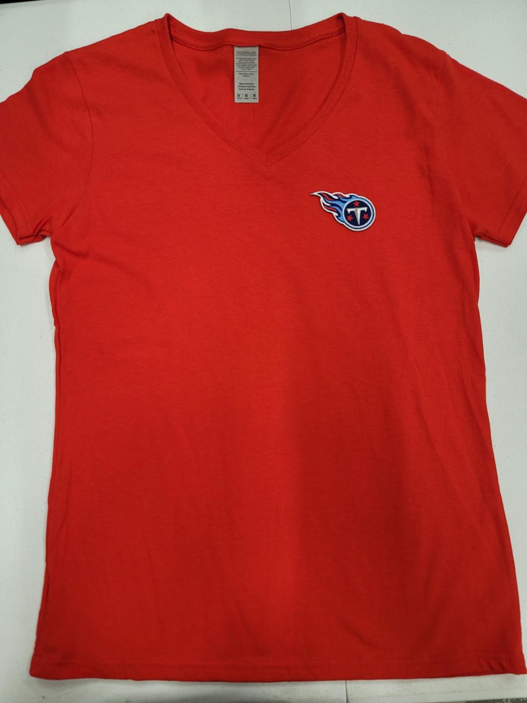 NFL Team Apparel Womens TENNESSEE TITANS V-Neck Football Shirt RED