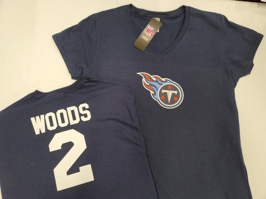 NFL Team Apparel Womens Tennessee Titans ROBERT WOODS V-Neck Football Shirt NAVY