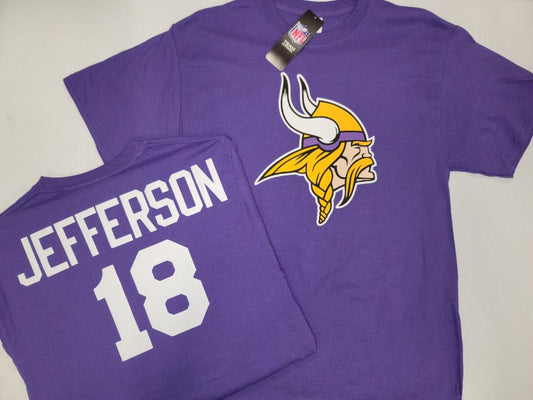 Mens NFL Team Apparel Minnesota Vikings JUSTIN JEFFERSON Football Jersey Shirt PURPLE