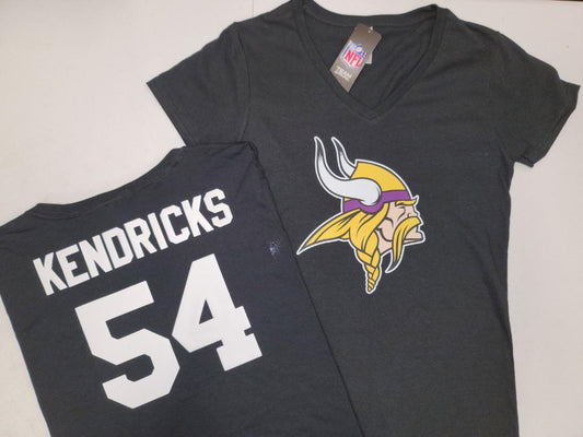 NFL Team Apparel Womens Minnesota Vikings ERIC KENDRICKS V-Neck Football Shirt BLACK