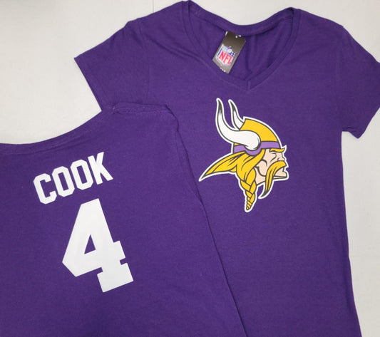 NFL Team Apparel Womens Minnesota Vikings DALVIN COOK V-Neck Football Shirt PURPLE