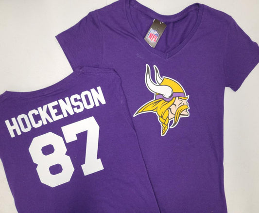 NFL Team Apparel Womens Minnesota Vikings TJ HOCKENSON V-Neck Football Shirt PURPLE
