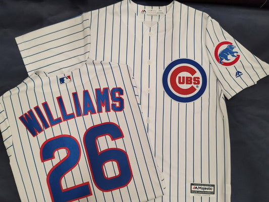 Majestic Chicago Cubs BILLY WILLIAMS Vintage Baseball Jersey WHITE P/S