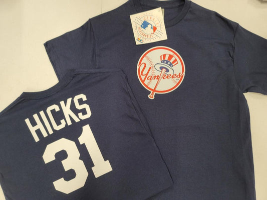 Mens MLB Team Apparel New York Yankees AARON HICKS Baseball Shirt NAVY