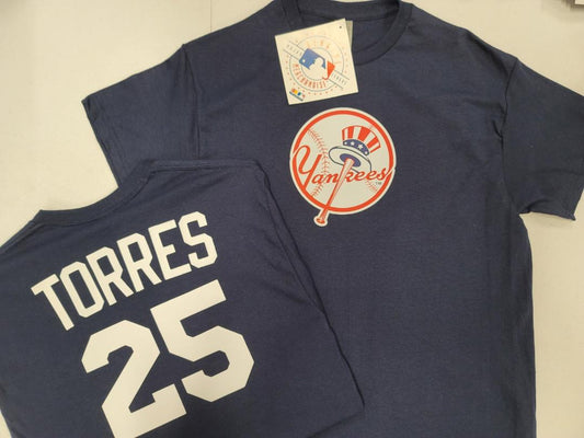 Mens MLB Team Apparel New York Yankees GLEYBER TORRES Baseball Shirt NAVY